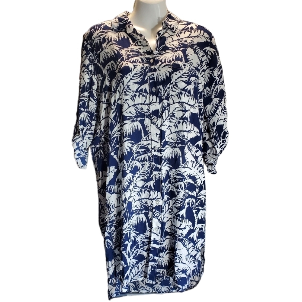H&M button down tropical tunic dress 4